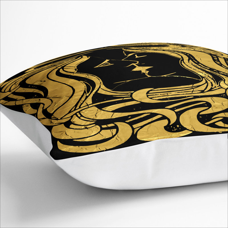 Black Gold Two Lovers Scatter Cushion, 55cm H x 55cm W x 20cm D, White