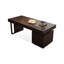 Bureau rectangulaire avec tiroirs en bois massif de couleur fumée-1100010107