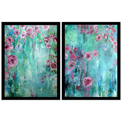 «Abstract Roses», ensemble de 2 reproductions de peintures à l'acrylique