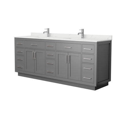 Meuble-lavabo double 84 po avec plateau en quartz Beckett TK