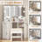 Corner Vanity Desk with Lighted 3-Panel Mirror, 3-Color LED, 2 Drawers, Cabinet, Open Shelves, Charging Station