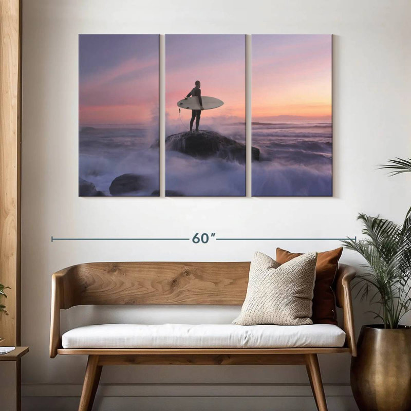 Senne surfeur sur planche, H 32 po x l 50 po