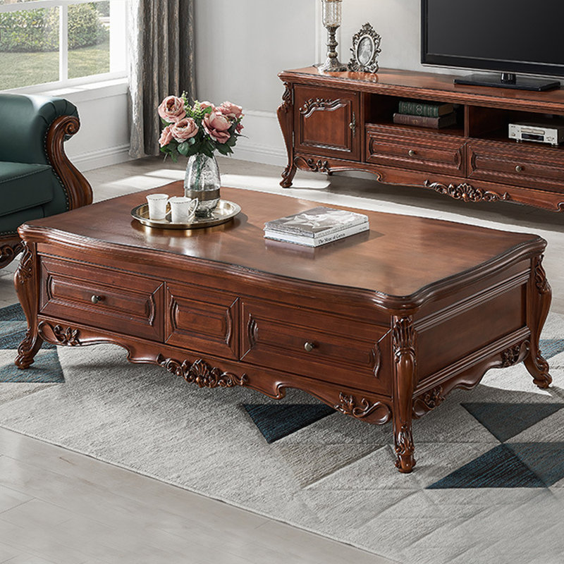 American retro carved storage coffee table
