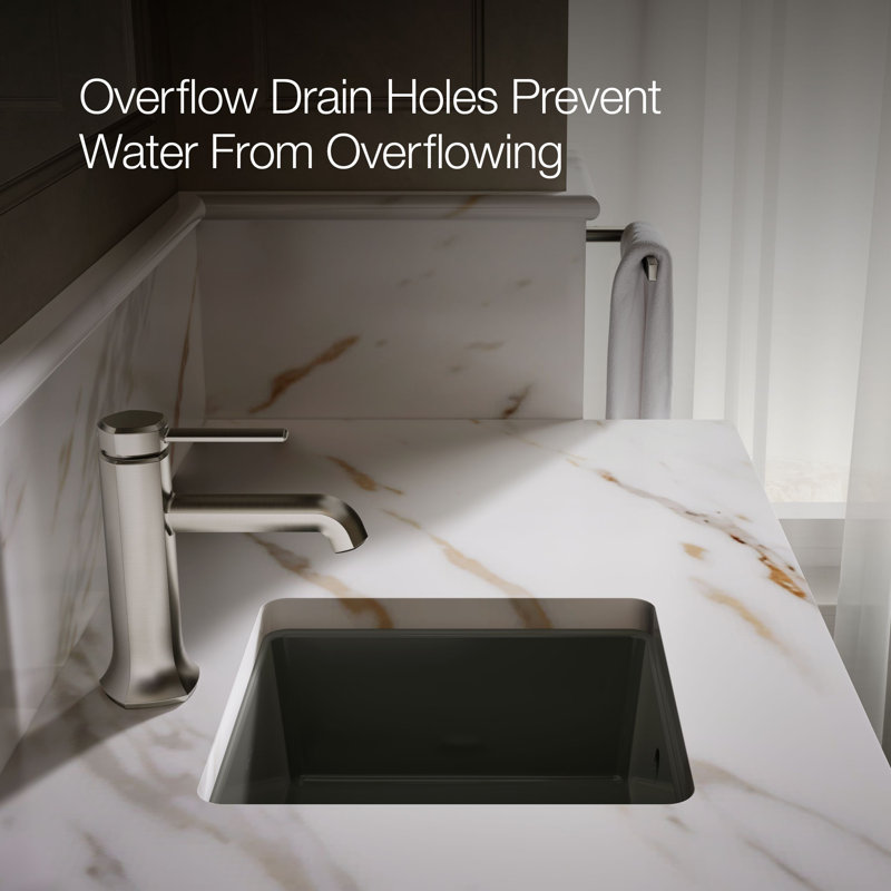 Verticyl Vitreous China Square Undermount Bathroom Sink with Overflow, Thunder Gray