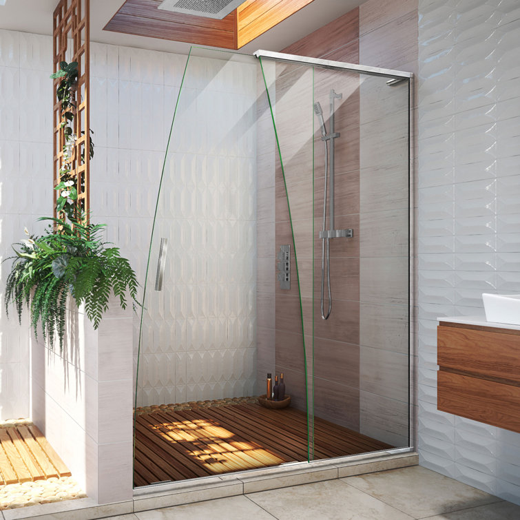 Crest 58" - 60" W x 76.62" H Single Sliding Frameless Shower Door with ClearMax™ Technology