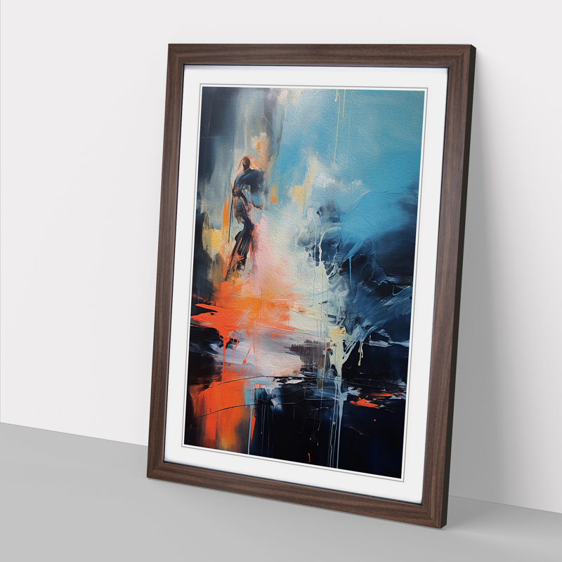 Stream Gestural - Framed Print, Walnut, 46" H x 34" W x 2" D