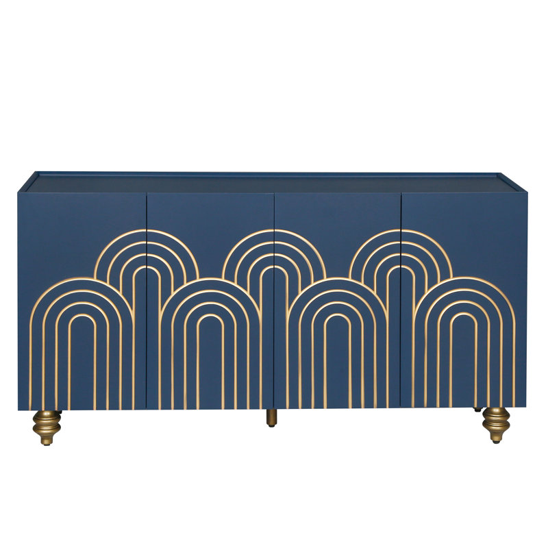 Modern Fluted Sideboard Buffet With Storage
