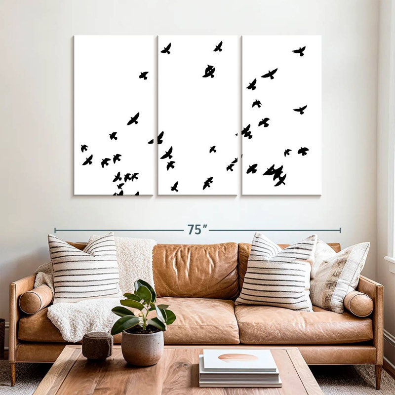 Group Of Flying Birds, 42" H x 65" W