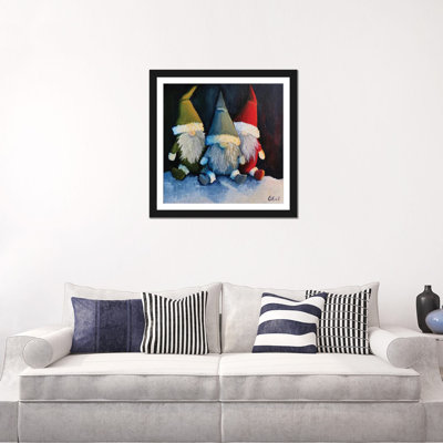 Gnomes de Noël. Cadeau de Noël - reproduction d'art mural - papier d'art encadré