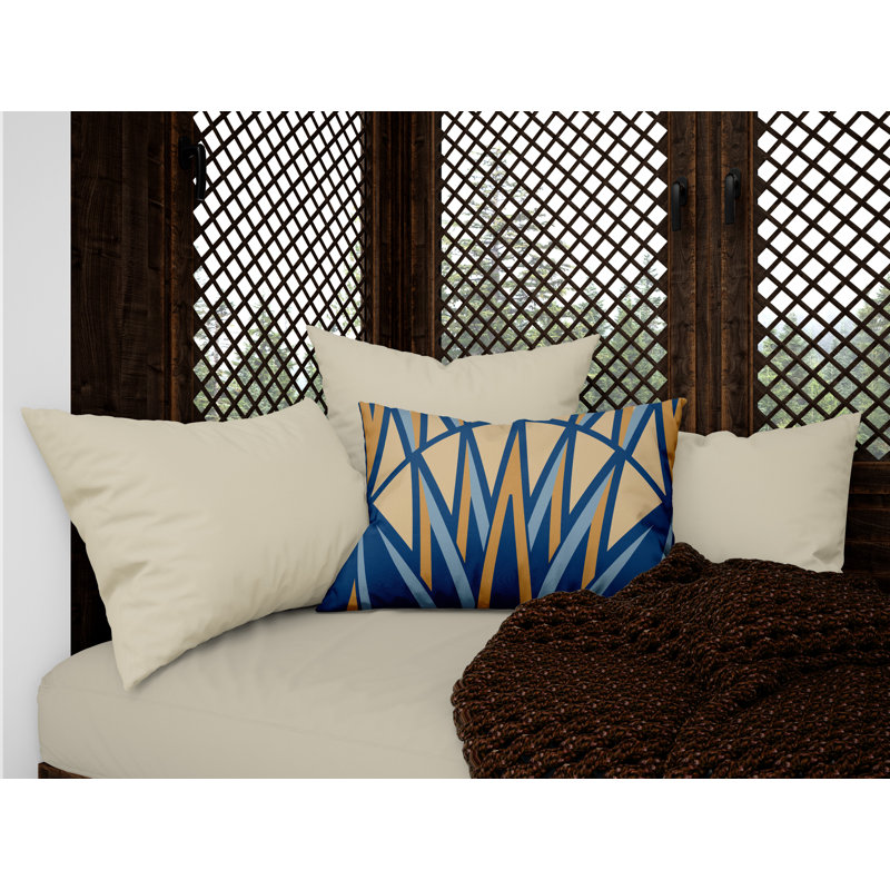 Ella Geometric Outdoor Reversible Throw Pillow, Blue