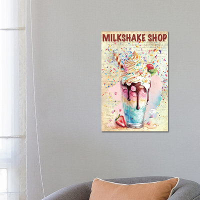 Milkshake Shop - reproduction d'art murale - toile encadrée