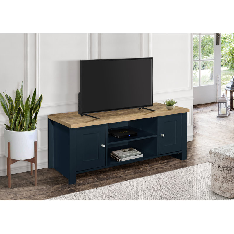 Highgate TV Stand for TVs up to 58", Navy Blue/Oak