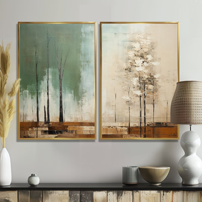 Green Beige Wild Essence Collage II - Green Wall Art 2-Pieces