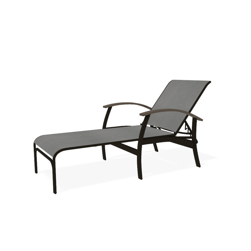 Askar Outdoor Rust-Resistant Metal Chaise Lounge, Textured Beachwood, Desert P60, Alloy Sunbrella®