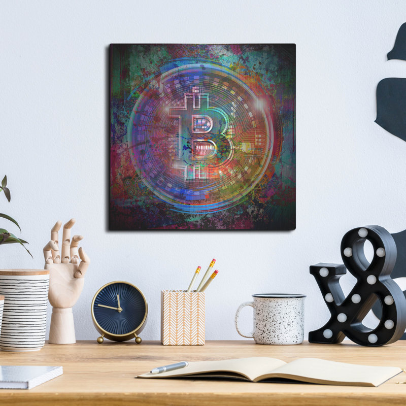 «Bitcoin Wallet», art mural en métal, H 12 po x l 12 po
