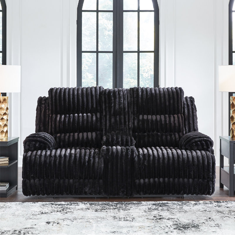 Technique Reclining Loveseat With Console, Black