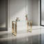 Console en verre d'acier inoxydable, table d'appoint repas doré transparent BS-02-958835936