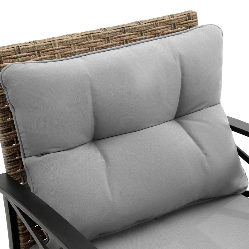 Ensemble de conversation modulaire basse pour patio 4 pièces, canapé d'angle avec coussin, Gris