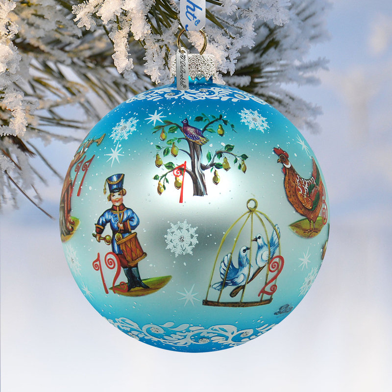 Holiday Splendor 5.5'' Handmade Glass Ball Ornament, The Nativity of Jesus, 5.5" H x 5" W x 5" D