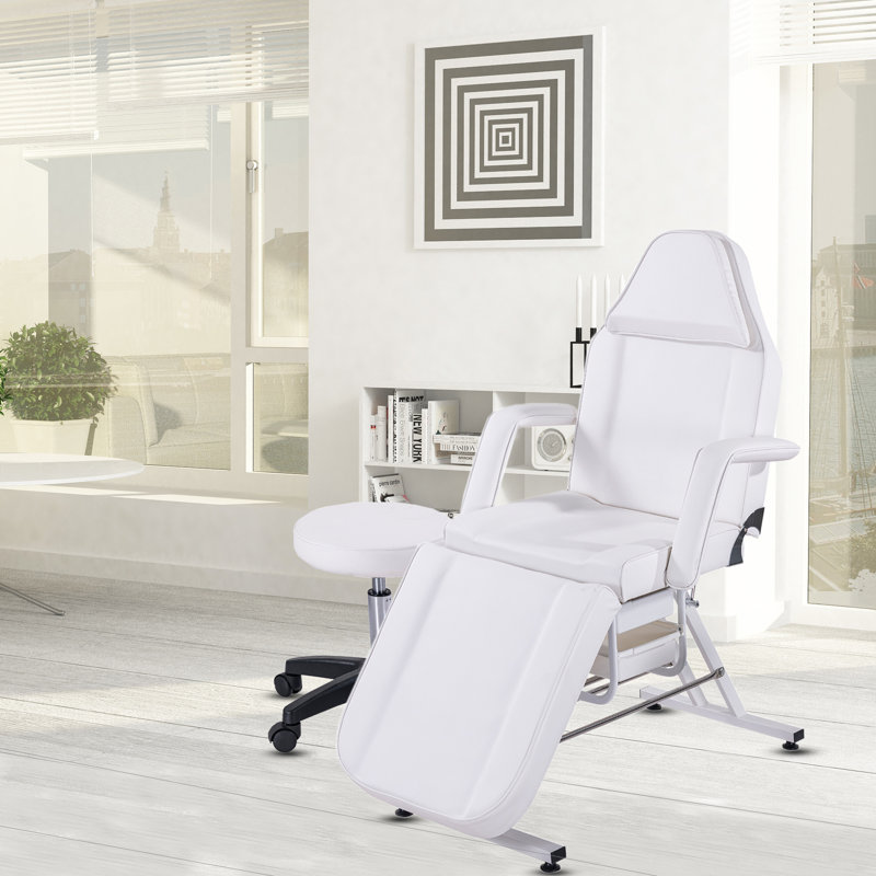 Fauteuil inclinable et réglable en cuir Vegan, Blanc