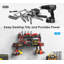 Garage Outils de rangement avec station de charge. Tablette utilitaire pour outils électriques avec multiprise. Support mural pour 4 perceuses, noir.
