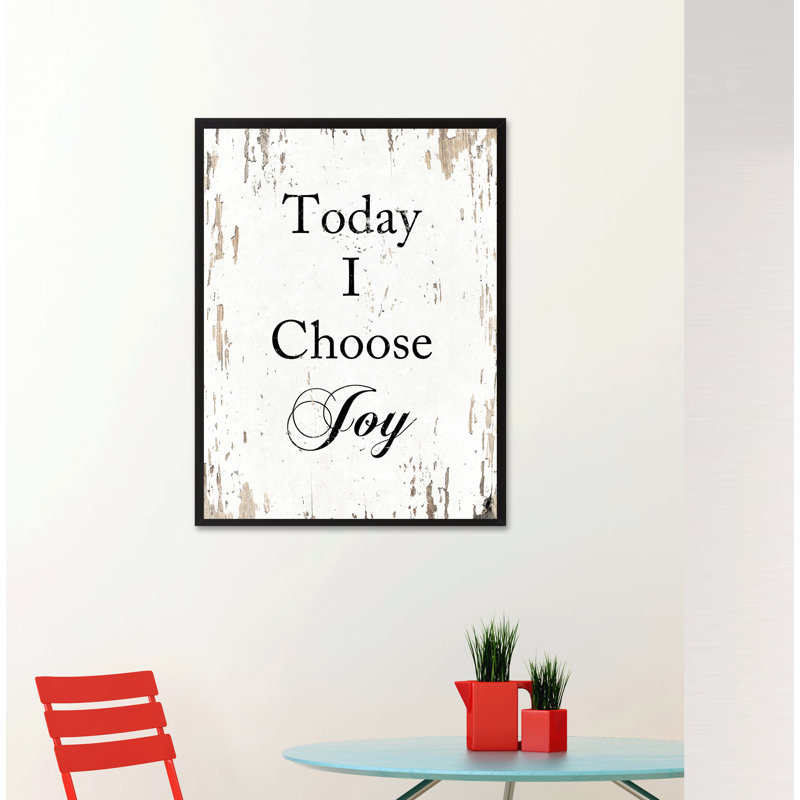 «Today I Choisissez Joy», reproduction d'art textuel sur toile encadrée, H 29 po x l 22 po x P 1,13 po