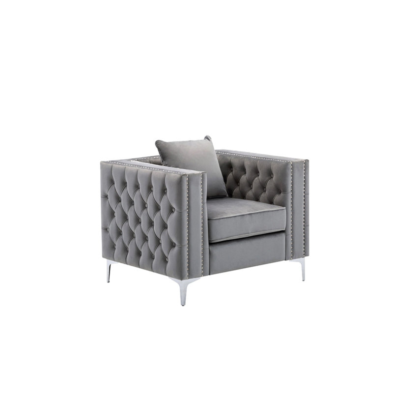 Chaise en velours gris Lorreto