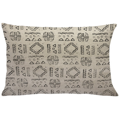  Mud Cloth Linen Lumbar Pillow