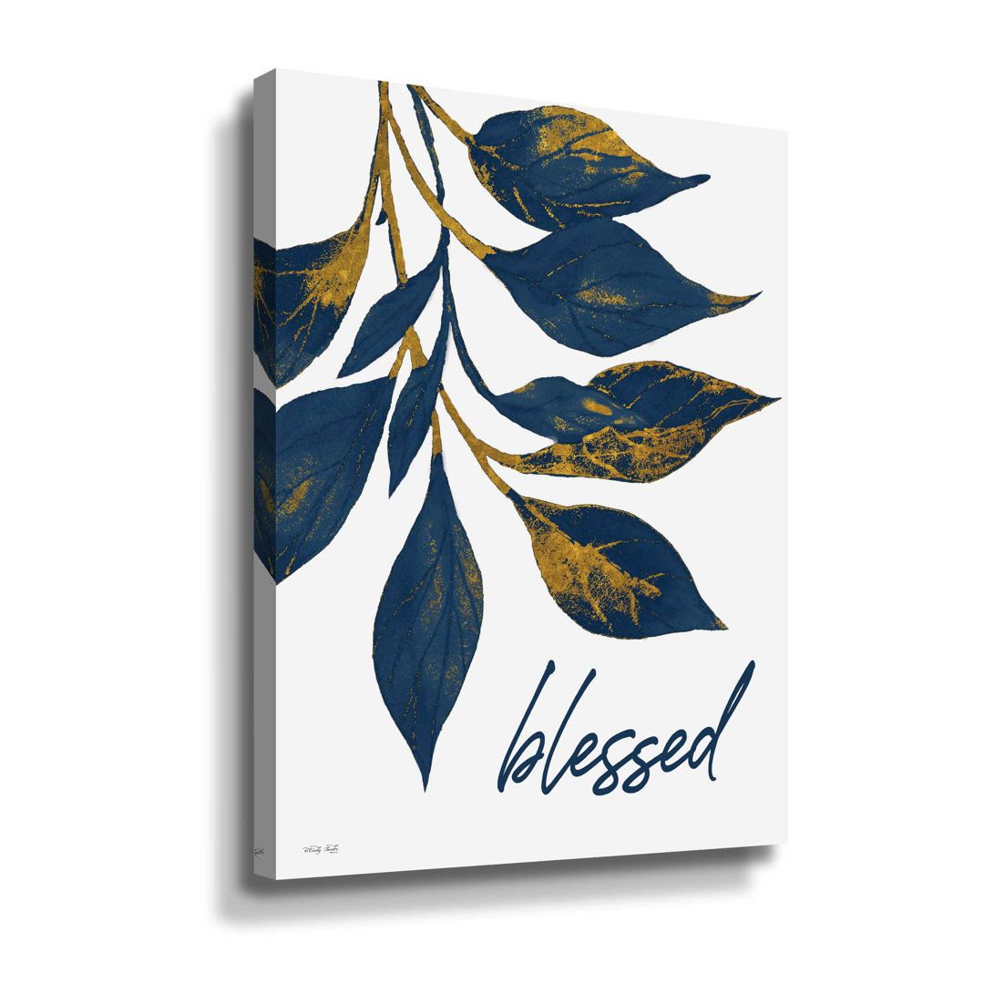 " Blessed Navy Gold Leaves " ArtWall 