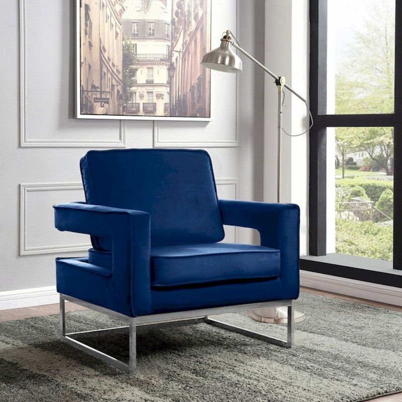 Chaise d'appoint Midori, Gris, Velours