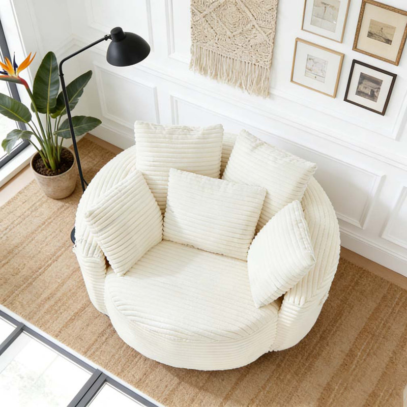 360° Swivel Chair Accent Barrel Chair, Beige