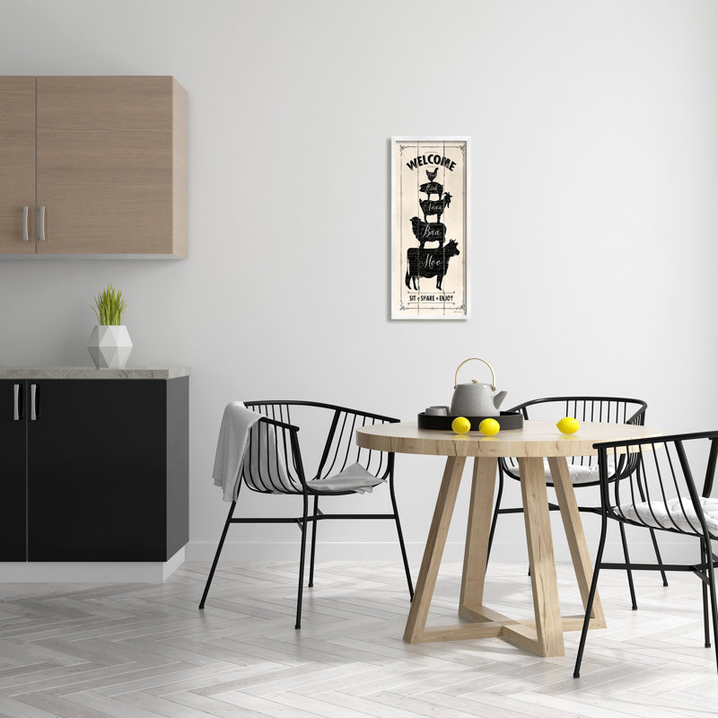 «Welcome Farm Animal», impression textuelle sur toile, H 24 po x l 10 po x P 1,5 po, Giclée encadrée blanc bord de mer