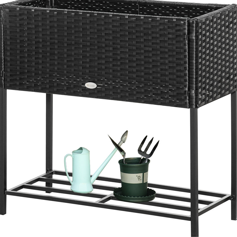 Boîte de jardin surélevée avec style, pour les jardiniers débutants, avec partie de rangement pour outils surélevée, plusieurs positions, noir, donné