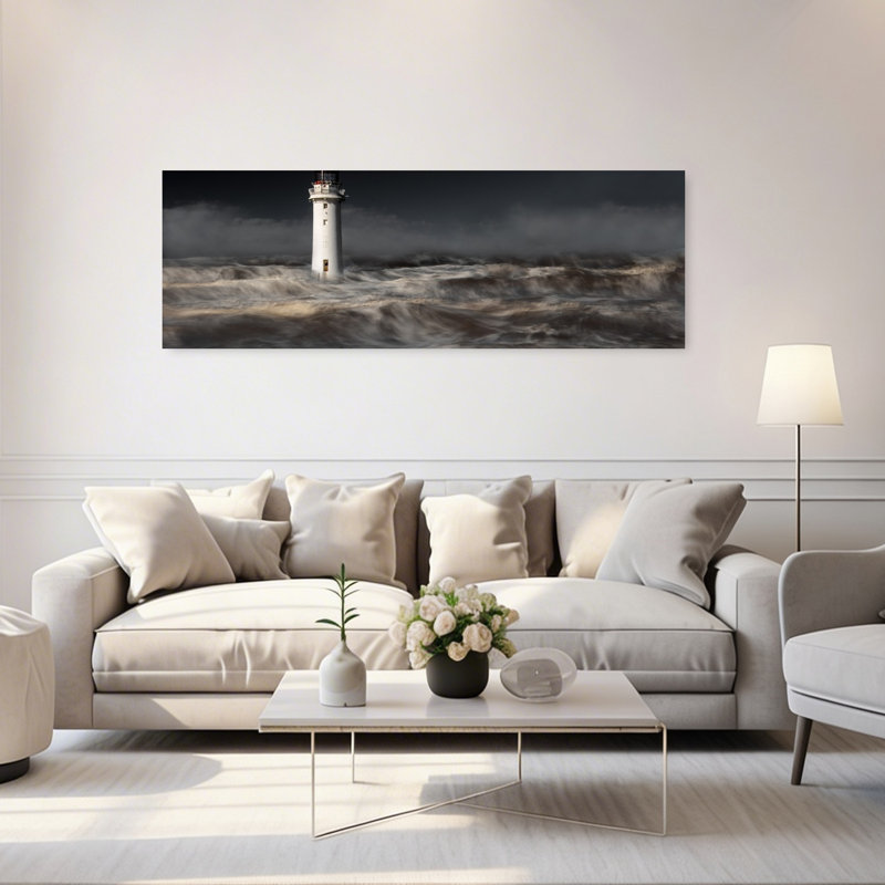 Beacon in the Storm, art dramatique abstrait côtier, nature, H 60 po x l 20 po