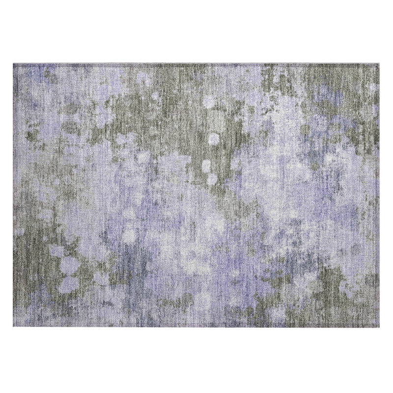 Machine Washable Indoor/Outdoor Xhevrie Lavender Rug, Rectangle 1'8" x 2'6"