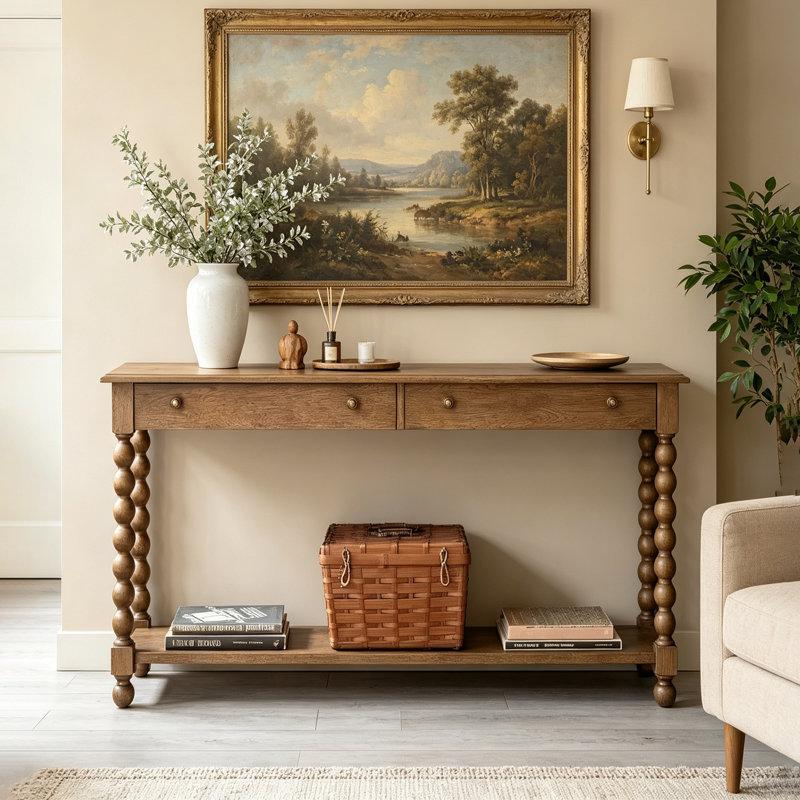 console à tiroirs de style français, 31.5" H x 62.99" W x 19.69" D