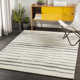 Rune Striped Handmade Tufted Wool Area Rug in Beige/Charcoal