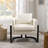 30.9" W Rattan and Wood Wide Armchair Upholstered Barrel Chair-120678204
