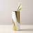 Fluted Arc 10" White and Gold Ceramic Vase-167419649-167419662