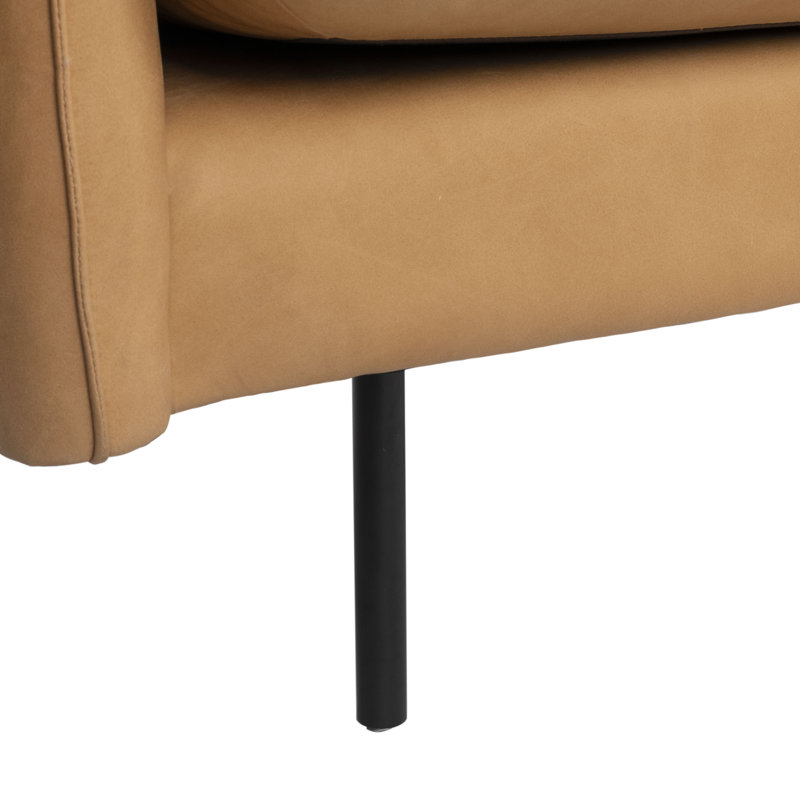 Canapé à accoudoirs carrés en cuir véritable 86,6 po