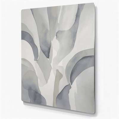 Abstrait aquarelle 4, art mural gris en métal