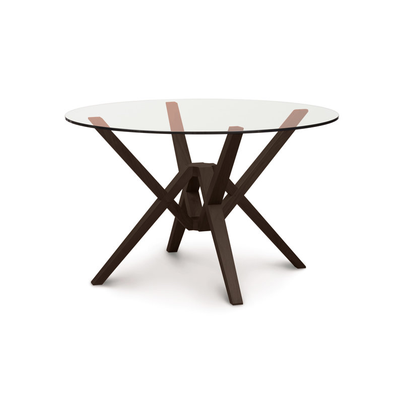 Exeter Round Glass Top Table, 30" H x 48" L x 48" W, Smoke Cherry