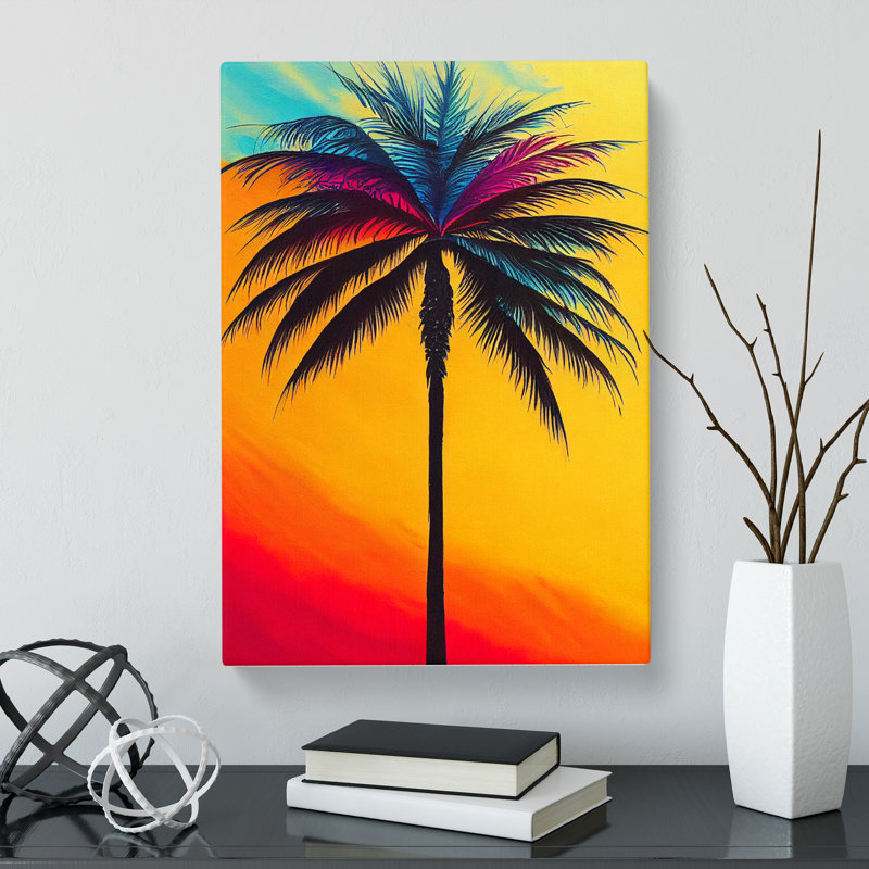 CAN-V0523-1702X Palm Tree Painting Crayon Vol.2 - Wrapped Canvas Print, 76cm H x 50cm W