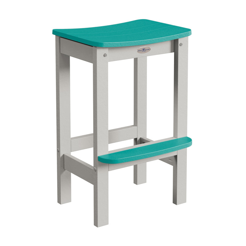 Tabouret de bar sans dossier Shoreline, Gris anse / bleu verre de mer