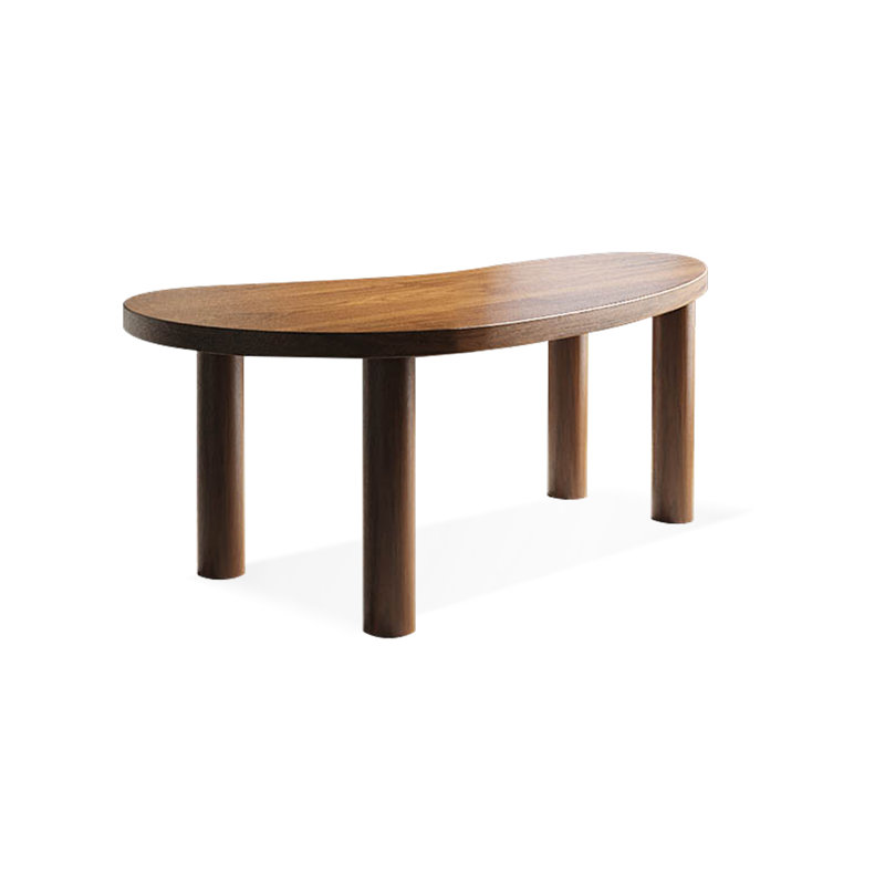 Bureau courbé en bois massif noyer clair, H 29,53 po x l 62,99 po x P 27,56 po