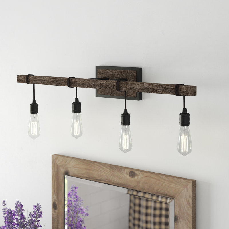 Éclairage pour salle de bain à 3 lumières à intensité variable bronze / brun Eleesia, H 10,25 po x l 20 po x P 20 po