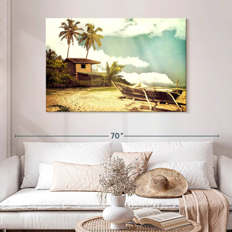 Mehar Old Boat By The Shore, 32" H x 48" W