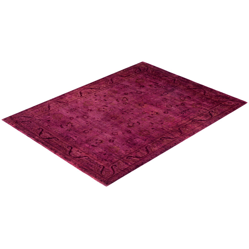 Overdyed Hand-Knotted Wool Modern-Contemporary Purple Area Rug 8' 10" x 11' 10"
