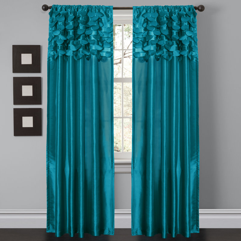 Semi Sheer Curtain Pair, Turquoise, 54"W x 63"L