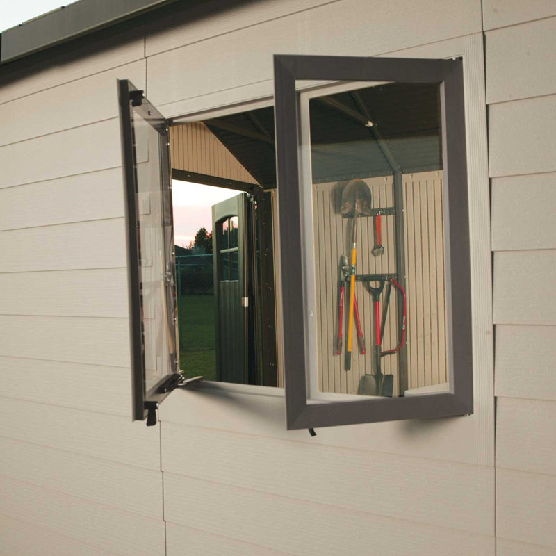 Remise de rangement d'extérieur en polyéthylène haute densité (plastique) renforcée d'acier 15 pi x 18 pi